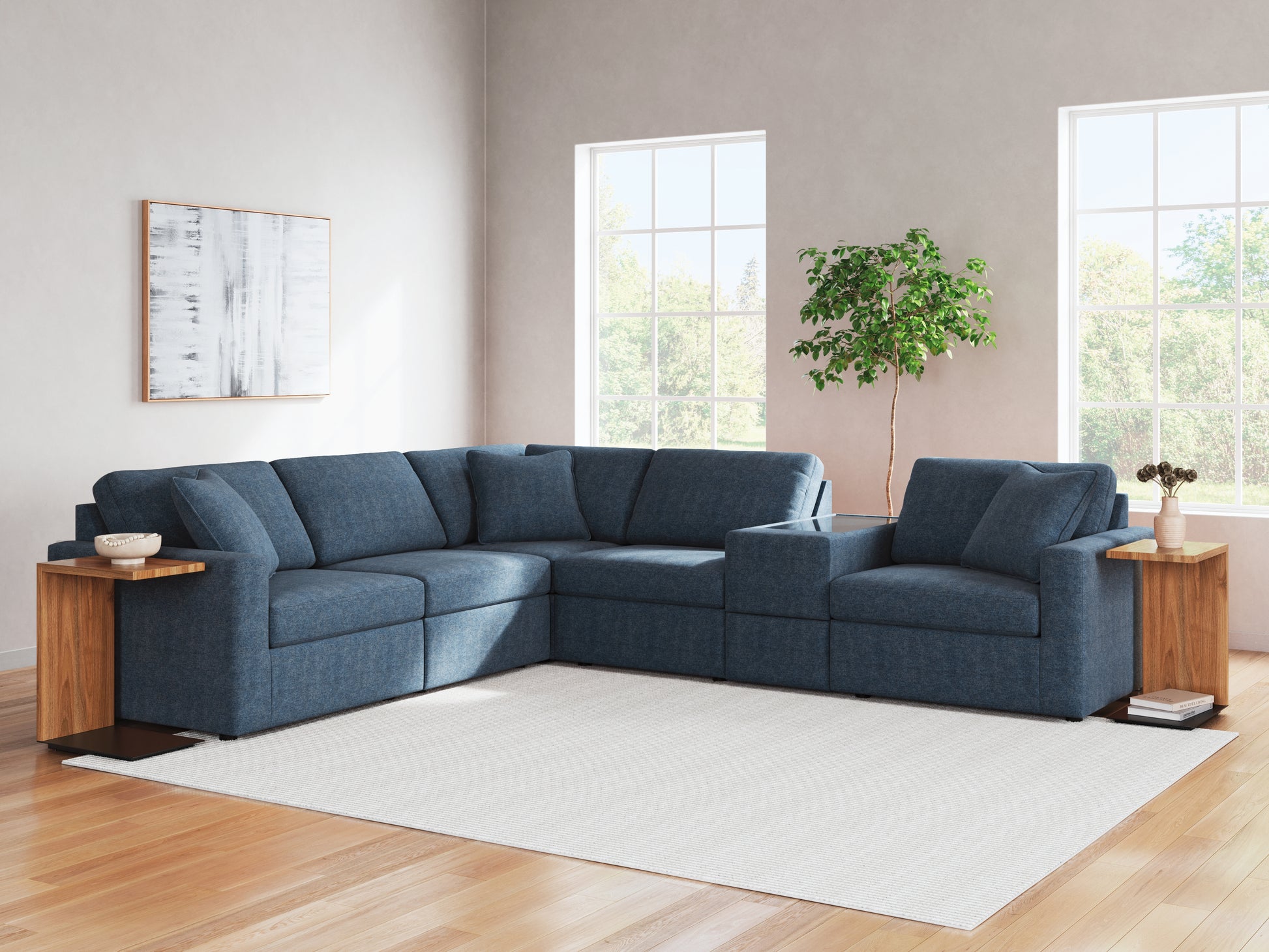Haines Furniture Outlet - Ashley Furniture - Modmax Sectional - RAF 6-Piece Sectional / Ink - 92101S7