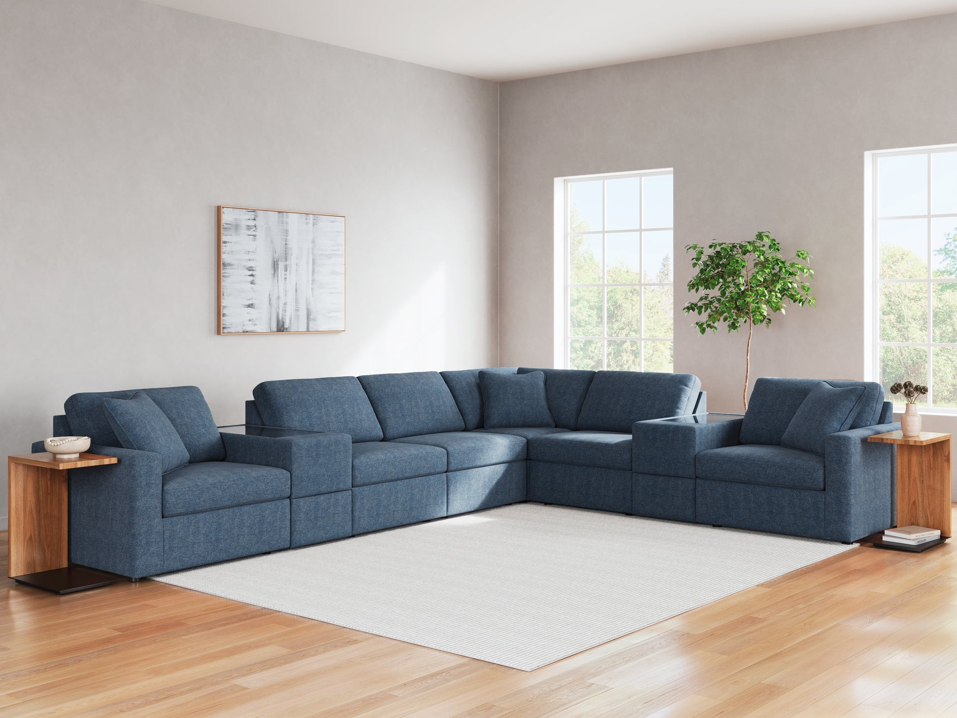 Haines Furniture Outlet - Ashley Furniture - Modmax Sectional - RAF 8-Piece Sectional / Ink - 92101S11