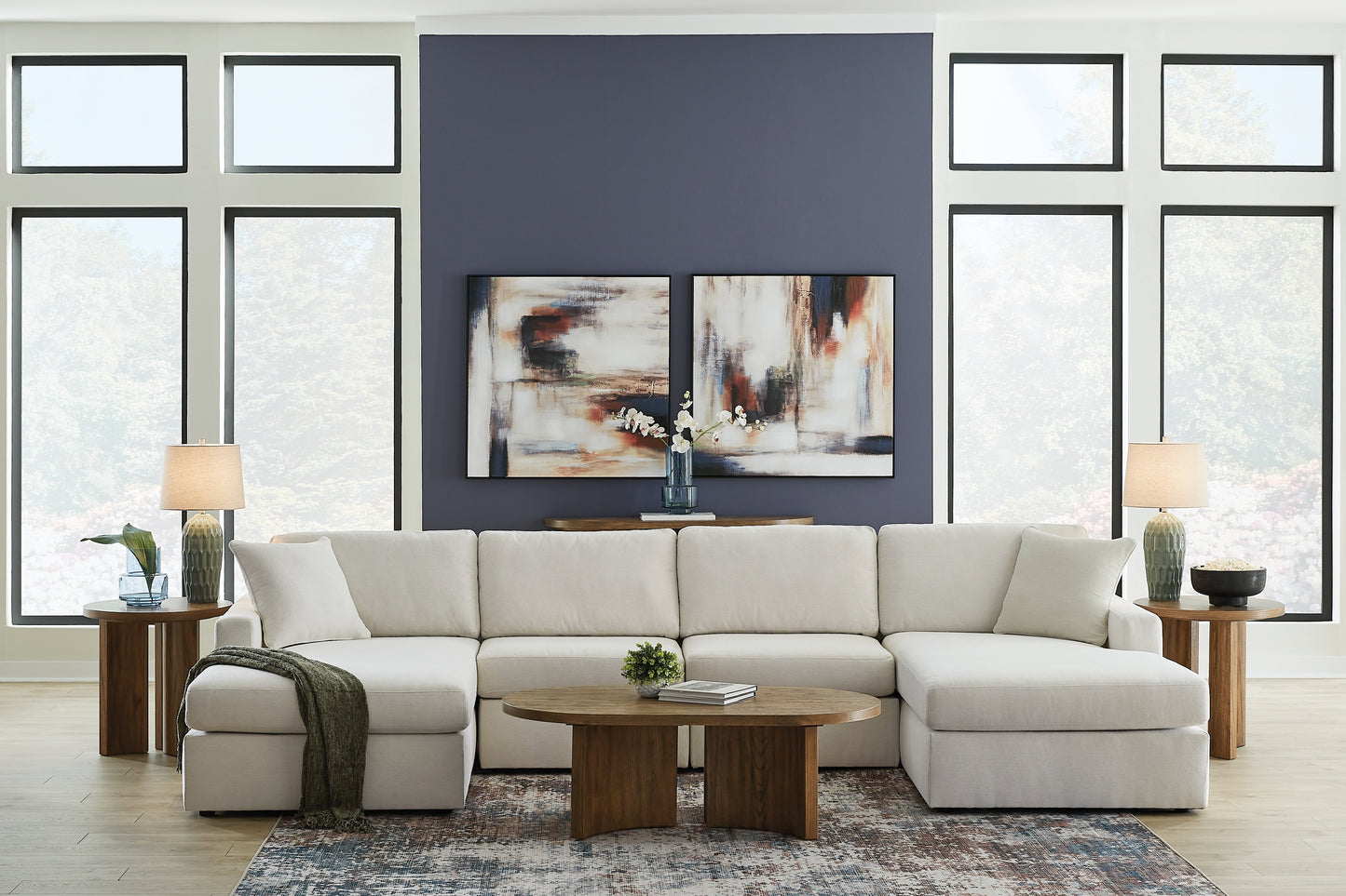Haines Furniture Outlet - Ashley Furniture - Modmax Sectional - RAF 4-Piece Sectional with Chaise / Oyster - 92103S19