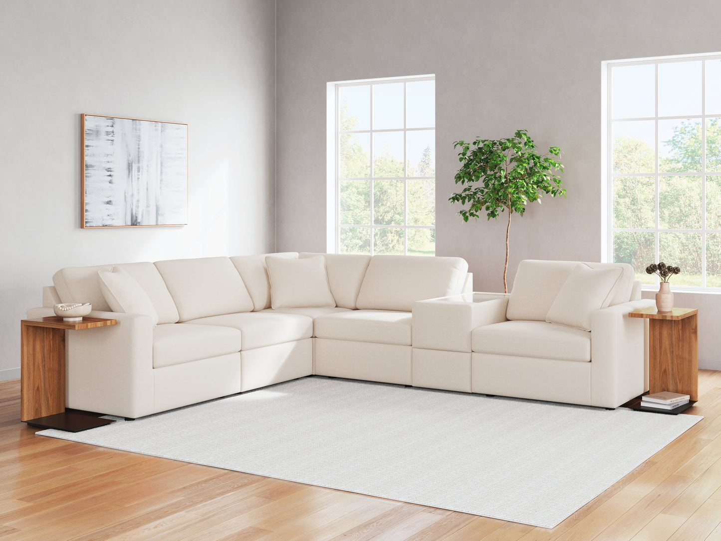 Haines Furniture Outlet - Ashley Furniture - Modmax Sectional - RAF 6-Piece Sectional / Oyster - 92103S7