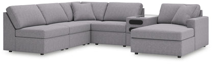 Haines Furniture Outlet - Ashley Furniture - Modmax Sectional - 6-Piece Sectional with Chaise and Audio Console / Granite - 92104S25