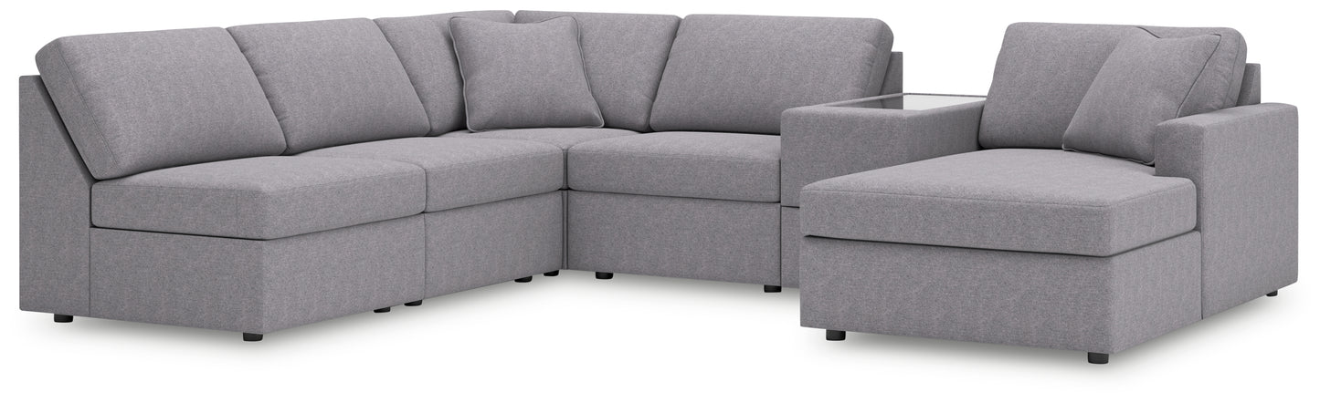 Haines Furniture Outlet - Ashley Furniture - Modmax Sectional - 6-Piece Sectional with Chaise and Storage Console / Granite - 92104S22
