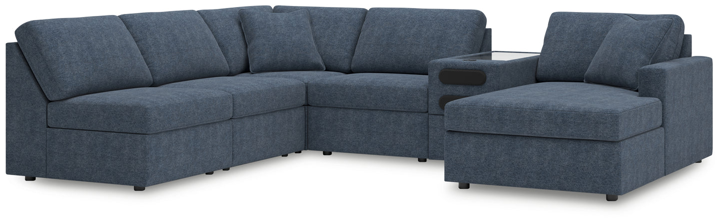 Haines Furniture Outlet - Ashley Furniture - Modmax Sectional - 6-Piece Sectional with Chaise and Audio Console / Ink - 92121S25