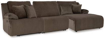 Haines Furniture Outlet - Ashley Furniture - Top Tier Sectional - 3-Piece Reclining Sofa Chaise Sectional / Chocolate - 92705S10