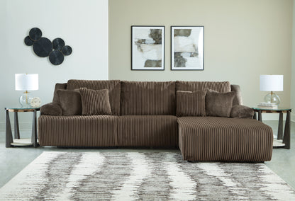 Haines Furniture Outlet - Ashley Furniture - Top Tier Sectional - 3-Piece Sectional Sofa Chaise / Chocolate - 92705S6