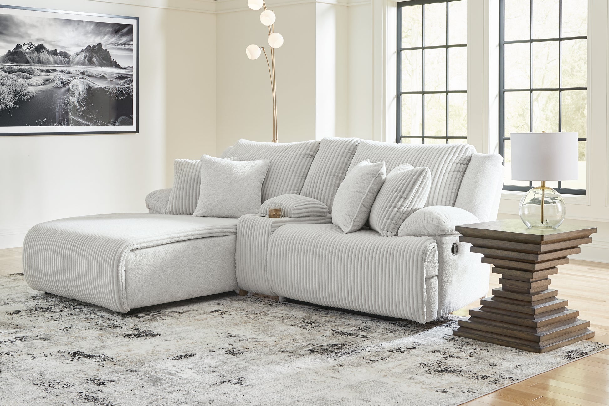 Haines Furniture Outlet - Ashley Furniture - Top Tier Sectional - 3-Piece Sectional Chofa / Alloy - 92706S10