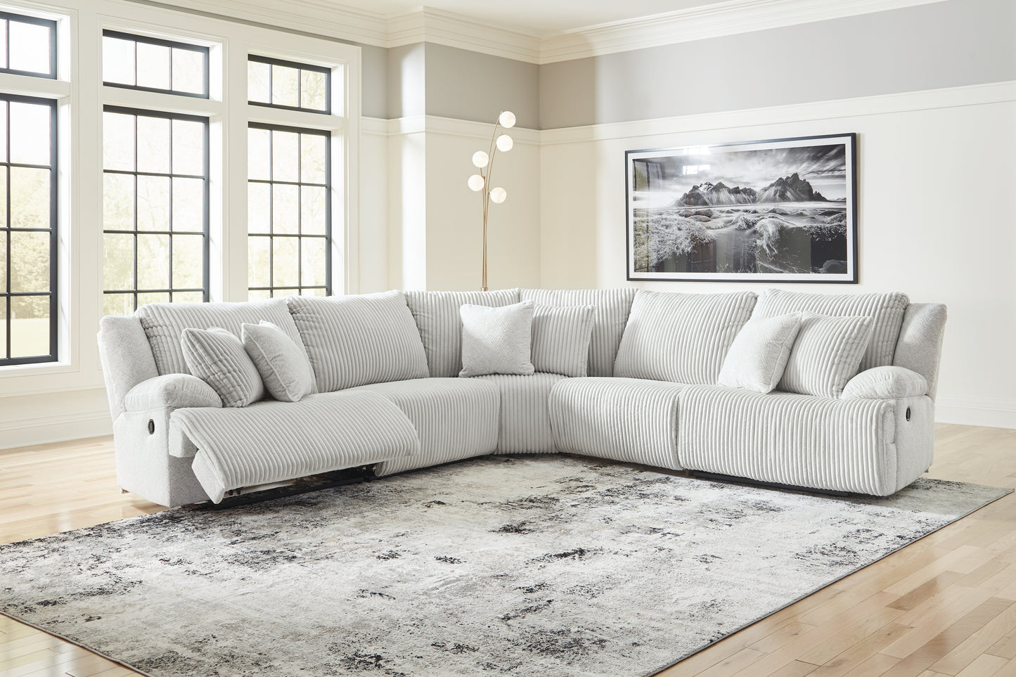 Haines Furniture Outlet - Ashley Furniture - Top Tier Sectional - 5-Piece Reclining Sectional / Alloy - 92706S3