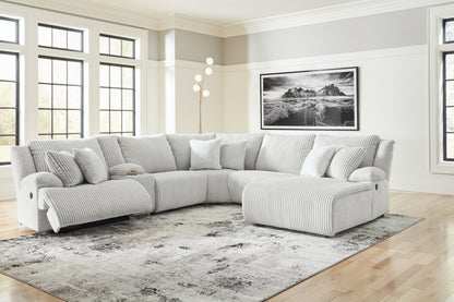 Haines Furniture Outlet - Ashley Furniture - Top Tier Sectional - 6-Piece Reclining Sectional with Chaise / Alloy - 92706S1