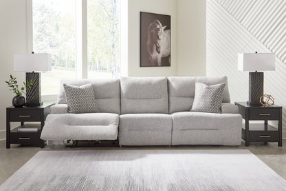 Haines Furniture Outlet - Ashley Furniture - Acklen Place Sectional - 3-Piece Power Reclining Sectional Sofa / Pewter - 93605S18