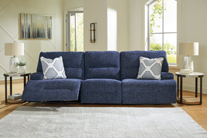 Haines Furniture Outlet - Ashley Furniture - Acklen Place Sectional - 3-Piece Power Reclining Sectional Sofa / Navy - 93607S18