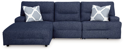 Haines Furniture Outlet - Ashley Furniture - Acklen Place Sectional - 3-Piece Power Reclining Sectional / Navy - 93607S7