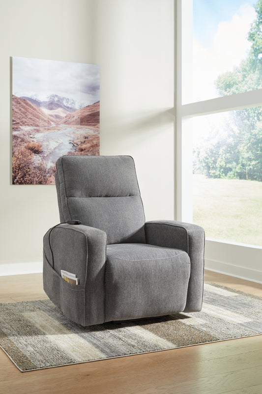 Haines Furniture Outlet - Ashley Furniture - Starganza Living Room - Power Lift Recliner / Gray - 9370412