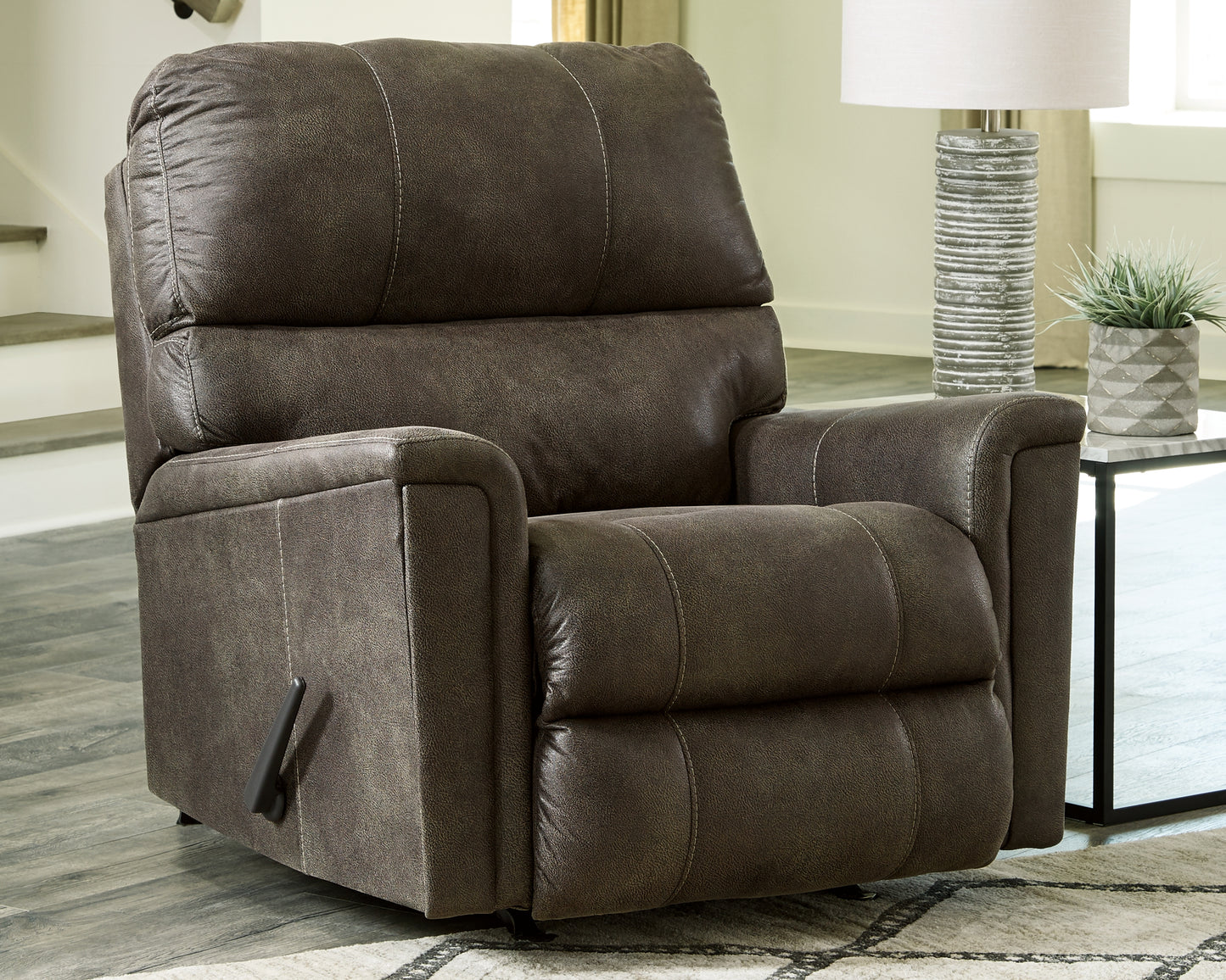 Haines Furniture Outlet - Ashley Furniture - Navi Living Room - Rocker Recliner / Smoke - 9400225