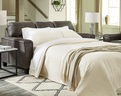 Haines Furniture Outlet - Ashley Furniture - Navi Living Room - Queen Sofa Sleeper / Smoke - 9400239