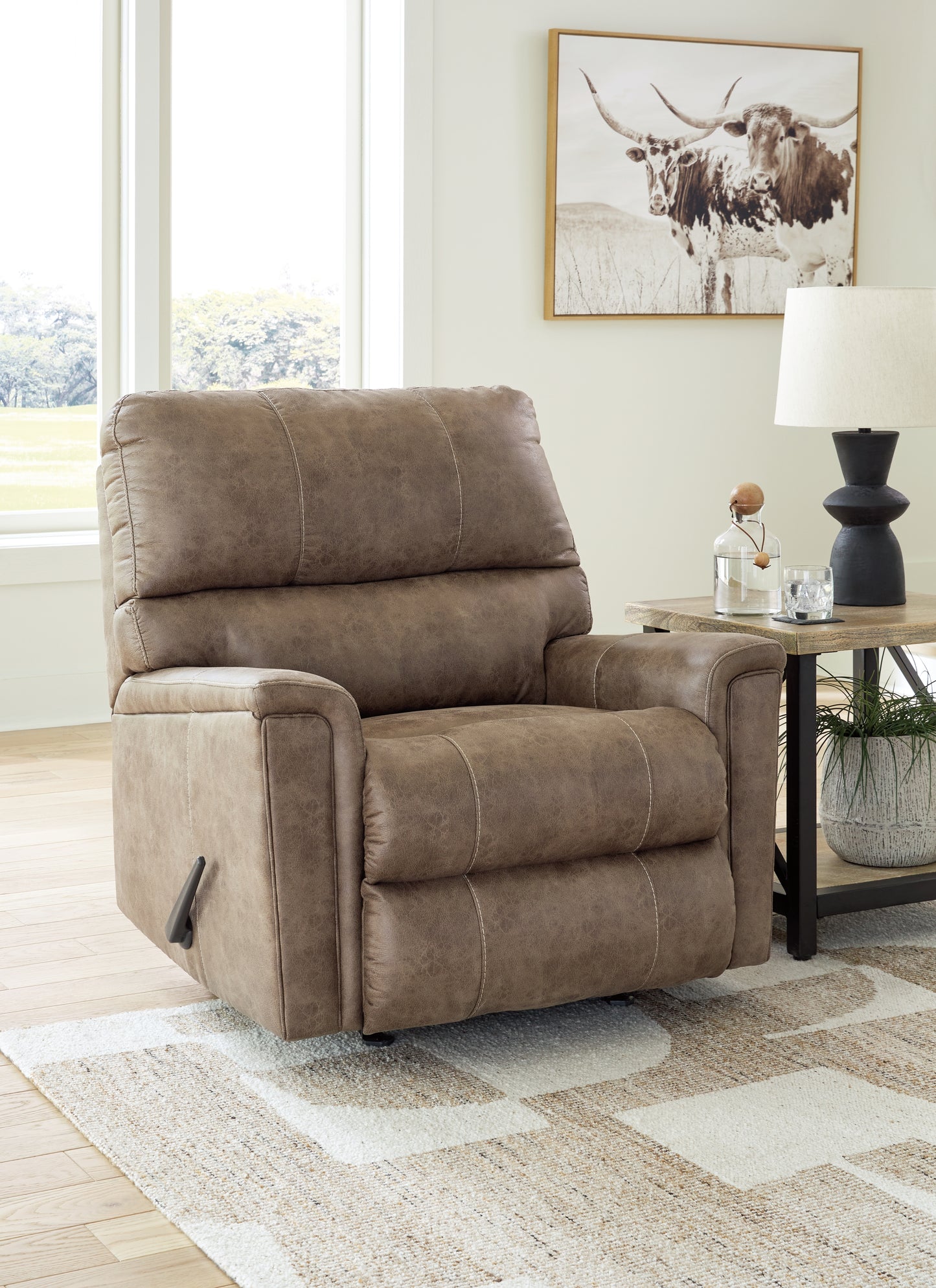 Haines Furniture Outlet - Ashley Furniture - Navi Living Room - Rocker Recliner / Fossil - 9400425