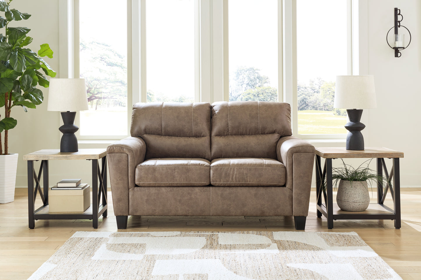 Haines Furniture Outlet - Ashley Furniture - Navi Living Room - Loveseat / Fossil - 9400435