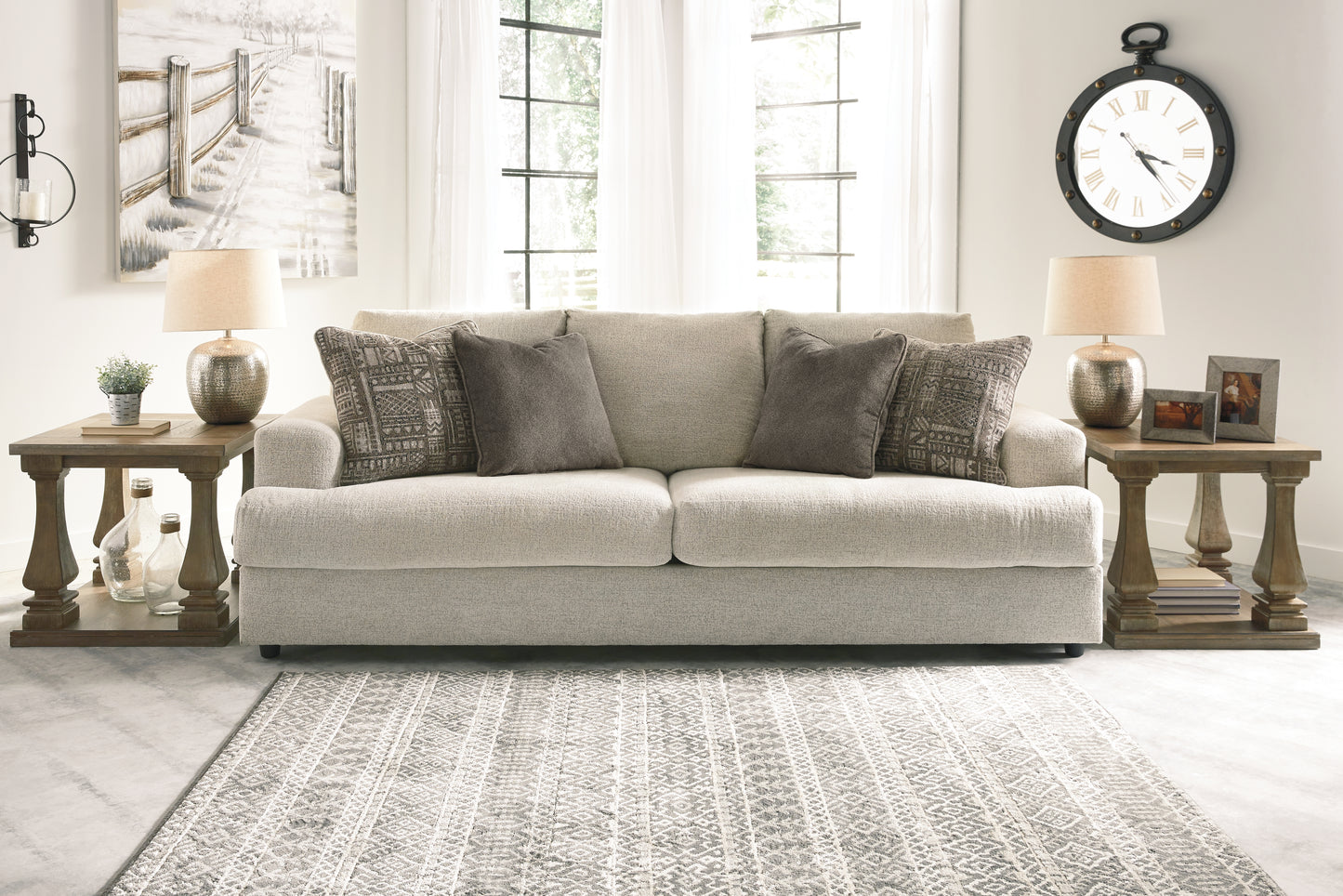 Haines Furniture Outlet - Ashley Furniture - Soletren Living Room - Sofa / Stone - 9510438