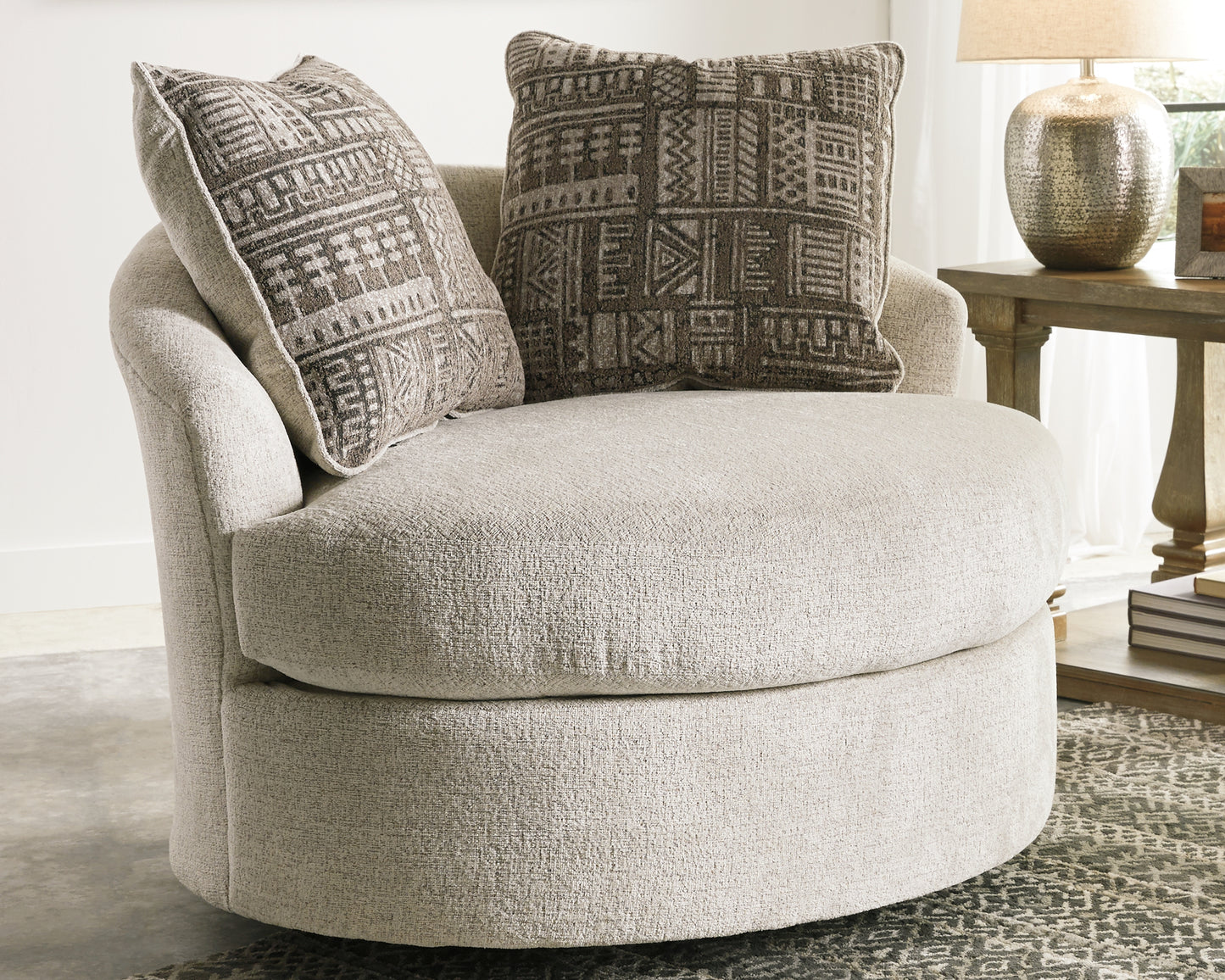 Haines Furniture Outlet - Ashley Furniture - Soletren Living Room - Swivel Accent Chair / Stone - 9510444