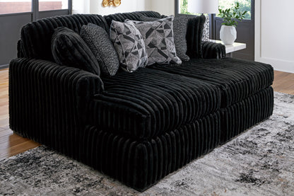 Haines Furniture Outlet - Ashley Furniture - Midnight-Madness Sectional - RAF Super Chaise / Onyx - 98103S8
