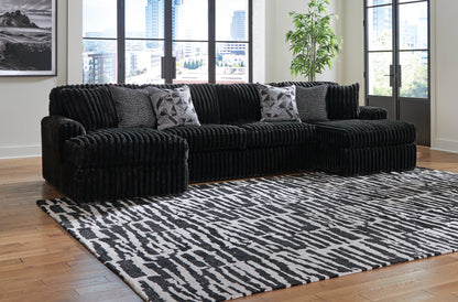Haines Furniture Outlet - Ashley Furniture - Midnight-Madness Sectional - RAF 3-Piece Sectional with Chaise / Onyx - 98103S5