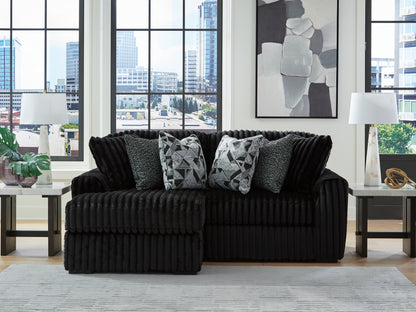 Haines Furniture Outlet - Ashley Furniture - Midnight-Madness Sectional - RAF 2-Piece Sectional with Chaise / Onyx - 98103S13