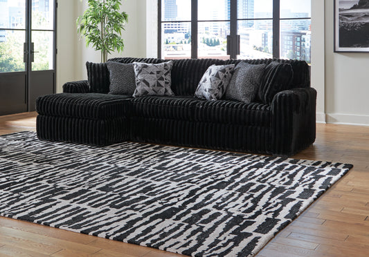 Haines Furniture Outlet - Ashley Furniture - Midnight-Madness Sectional - LAF 3-Piece Sectional with Chaise / Onyx - 98103S9