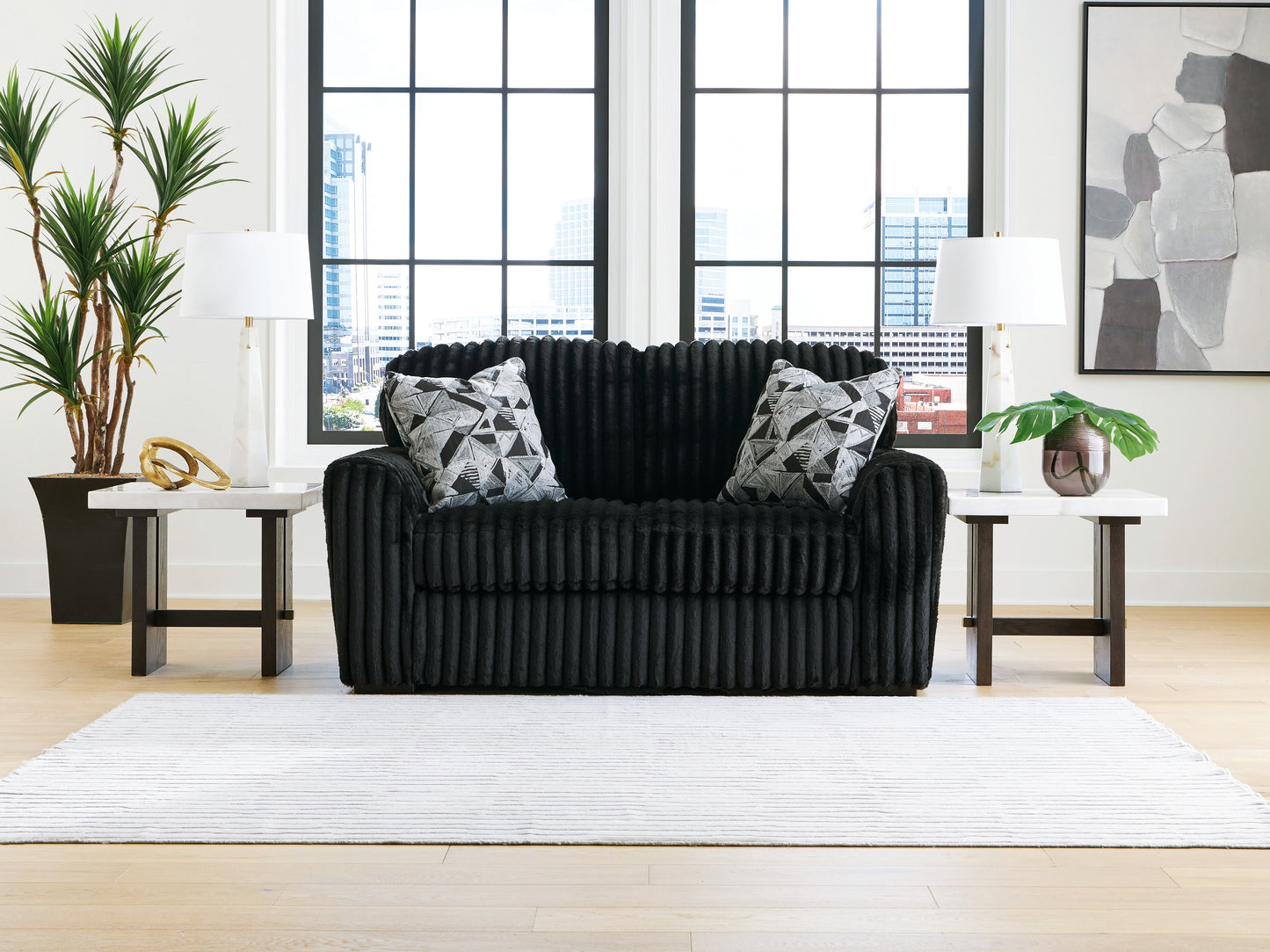 Haines Furniture Outlet - Ashley Furniture - Midnight-Madness Living Room - Loveseat / Onyx - 9810335