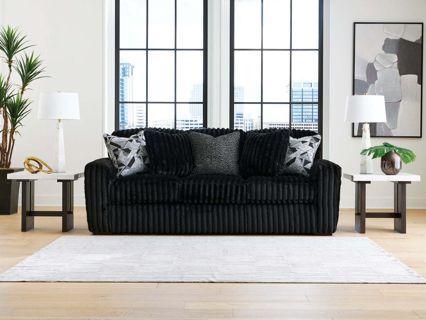 Haines Furniture Outlet - Ashley Furniture - Midnight-Madness Living Room - Sofa / Onyx - 9810338