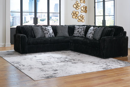 Haines Furniture Outlet - Ashley Furniture - Midnight-Madness Sectional - LAF 3-Piece Sectional / Onyx - 98103S6