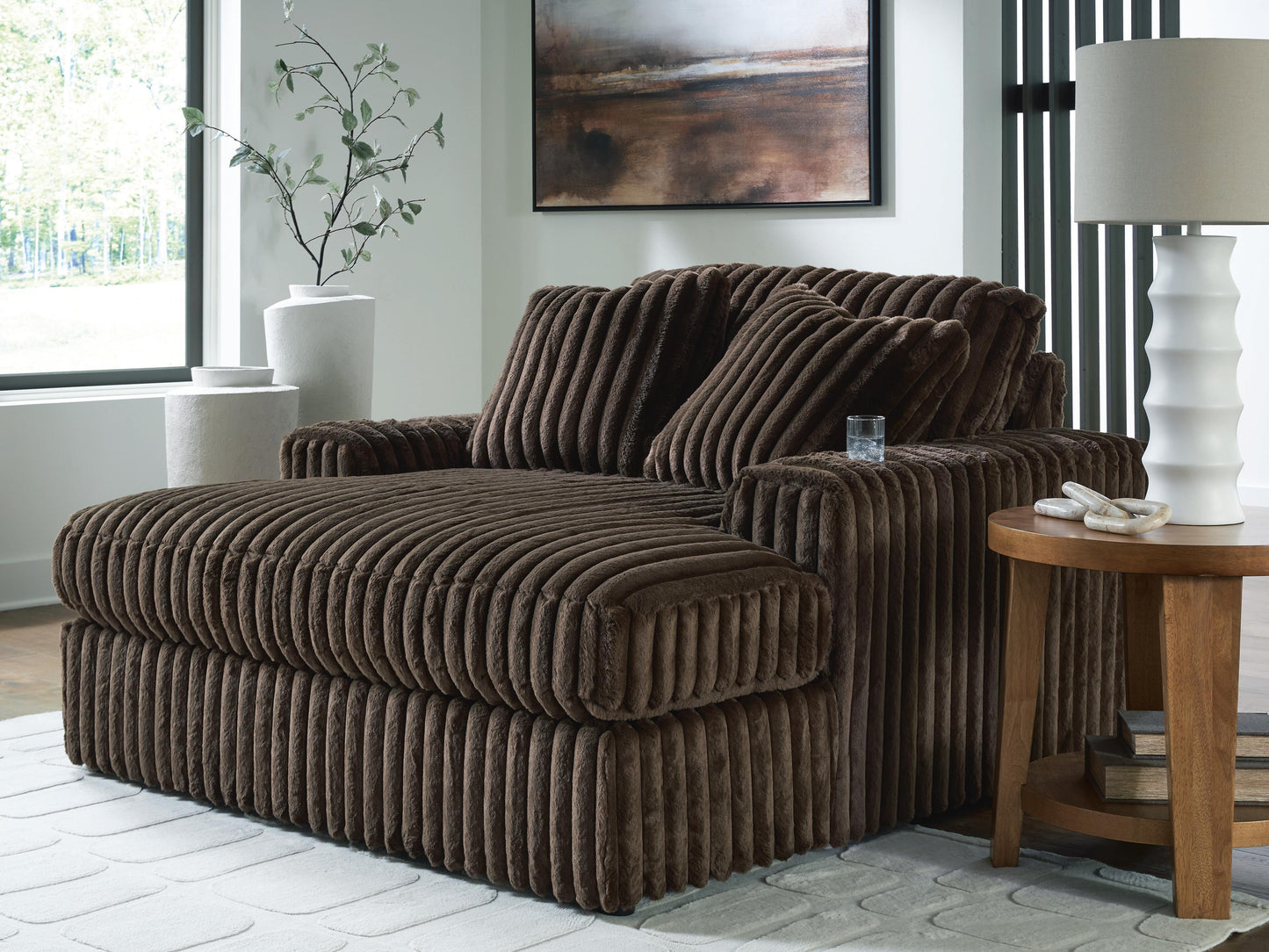 Haines Furniture Outlet - Ashley Furniture - Midnight-Madness Living Room - Oversized Chaise / Chocolate - 9810415