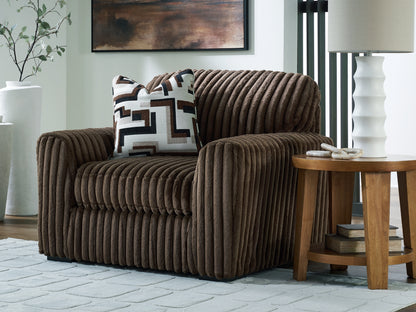 Haines Furniture Outlet - Ashley Furniture - Midnight-Madness Living Room - Chair and a Half / Chocolate - 9810423