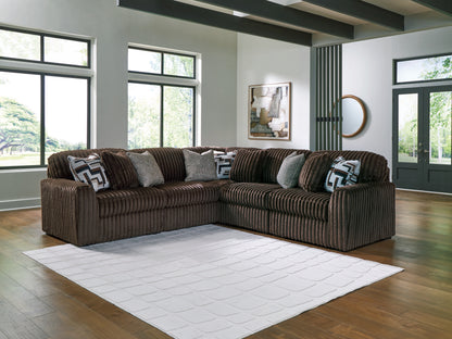 Haines Furniture Outlet - Ashley Furniture - Midnight-Madness Sectional - RAF 5-Piece Sectional / Chocolate - 98104S26