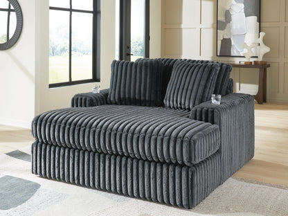 Haines Furniture Outlet - Ashley Furniture - Midnight-Madness Living Room - Oversized Chaise / Gunmetal - 9810515