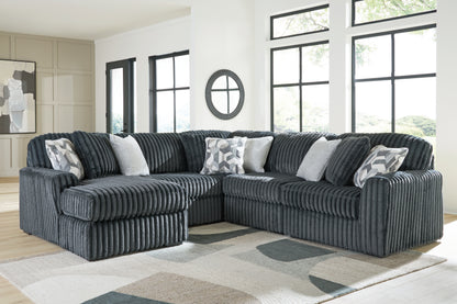 Haines Furniture Outlet - Ashley Furniture - Midnight-Madness Sectional - RAF 5-Piece Sectional with Chaise / Gunmetal - 98105S22
