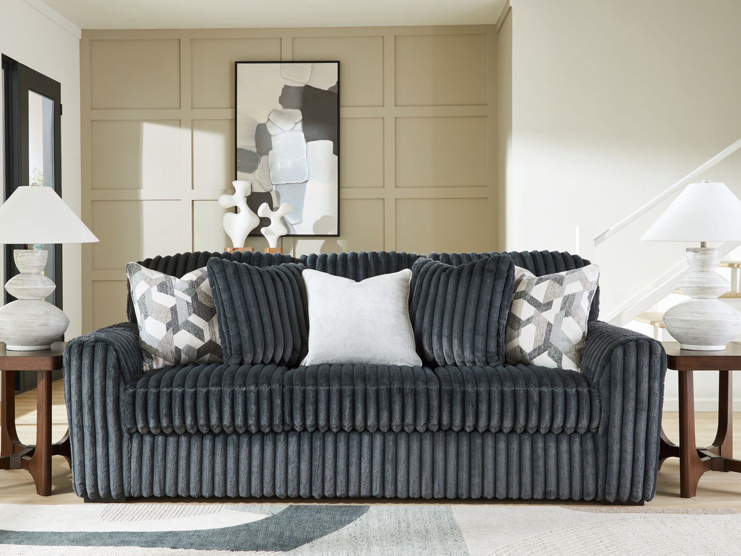 Haines Furniture Outlet - Ashley Furniture - Midnight-Madness Living Room - Sofa / Gunmetal - 9810538