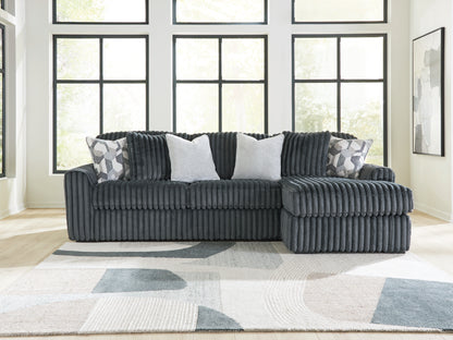 Haines Furniture Outlet - Ashley Furniture - Midnight-Madness Sectional - LAF 2-Piece Sectional Sofa Chaise / Gunmetal - 98105S3