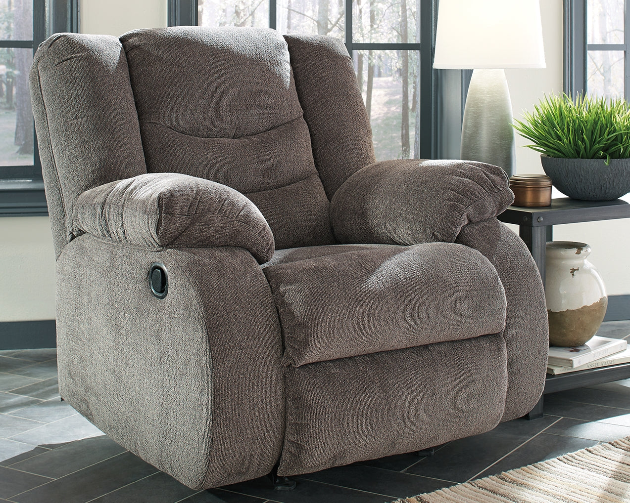 Haines Furniture Outlet - Ashley Furniture - Tulen Living Room - Rocker Recliner / Gray - 9860625