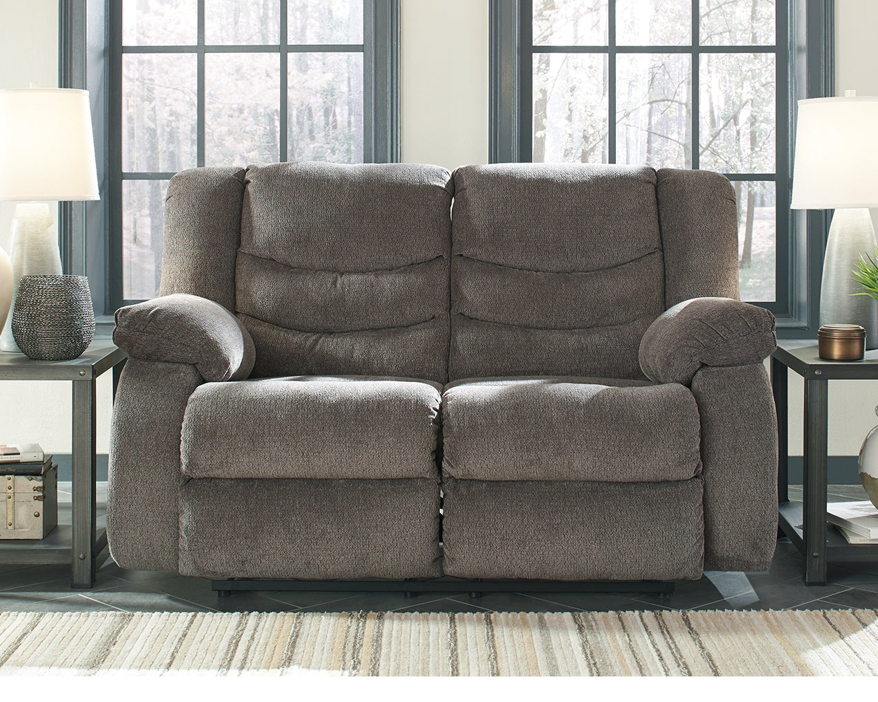 Haines Furniture Outlet - Ashley Furniture - Tulen Living Room - Reclining Loveseat / Gray - 9860686