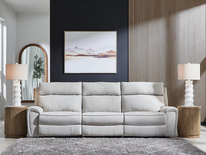 Haines Furniture Outlet - Ashley Furniture - Social Pointe Sectional - 2-Piece Reclining Loveseat / Pearl/Ash - PC98802S21
