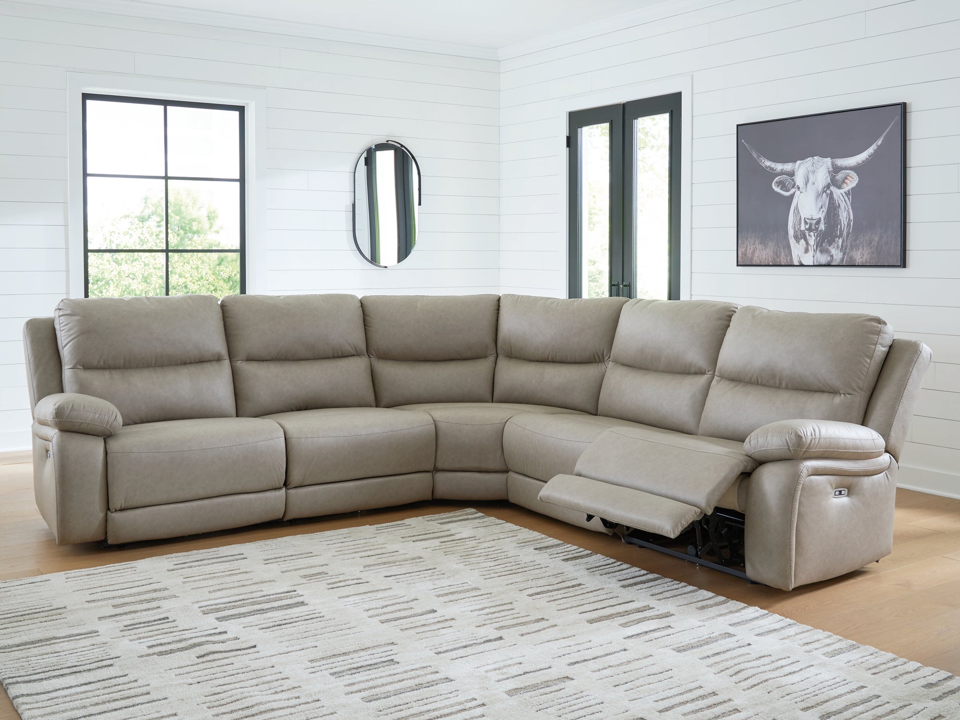 Haines Furniture Outlet - Ashley Furniture - Narwhal Place Sectional - 3-Piece Power Reclining Sectional / Pebble - PC99201S1
