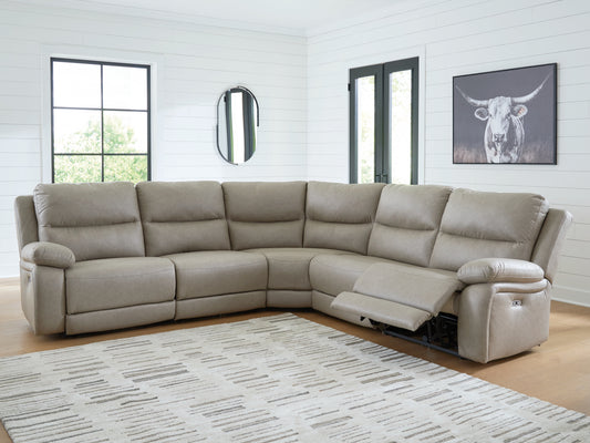 Haines Furniture Outlet - Ashley Furniture - Narwhal Place Sectional - 3-Piece Power Reclining Sectional / Pebble - PC99201S1