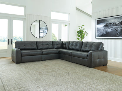 Haines Furniture Outlet - Ashley Furniture - Brindley Pier Sectional - RAF 5-Piece Sectional / Fog - 99503S3