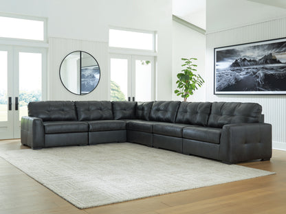 Haines Furniture Outlet - Ashley Furniture - Brindley Pier Sectional - RAF 6-Piece Sectional / Fog - 99503S5