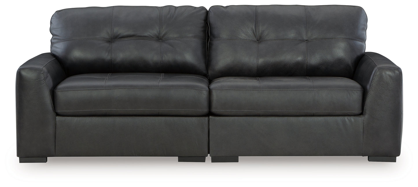 Haines Furniture Outlet - Ashley Furniture - Brindley Pier Sectional - RAF 2-Piece Sectional Loveseat / Fog - 99503S1