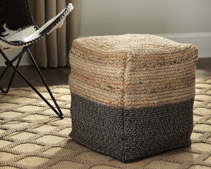 Haines Furniture Outlet - Ashley Furniture - Sweed Valley Pouf - Pouf / Natural/Black - A1000422