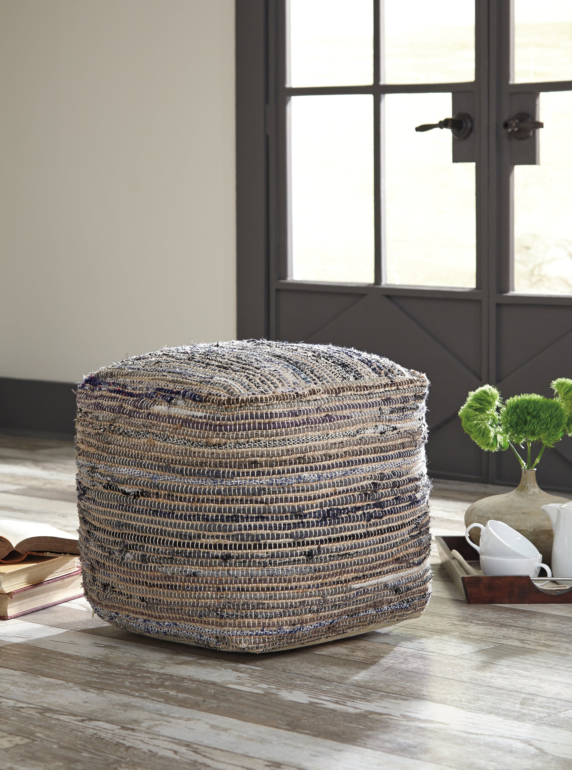 Haines Furniture Outlet - Ashley Furniture - Absalom Pouf - Pouf / Denim - A1000550