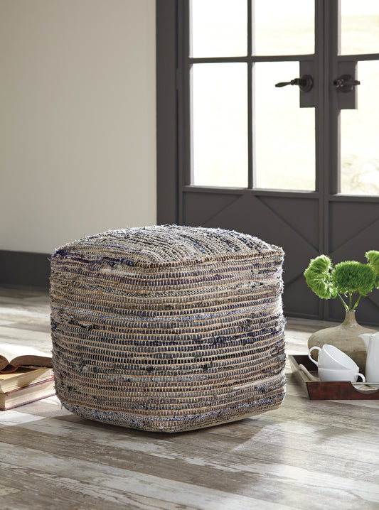 Haines Furniture Outlet - Ashley Furniture - Absalom Pouf - Pouf / Denim - A1000550