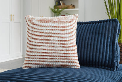 Haines Furniture Outlet - Ashley Furniture - Nashlin Pillows - Pillow (4/CS) / White/Rust - A1001038