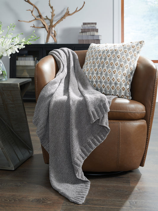 Haines Furniture Outlet - Ashley Furniture - Anawood Throw (Set of 3) - Throw (3/CS) / Gray - A1001097