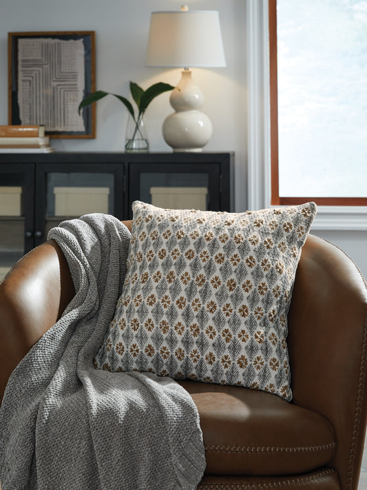 Haines Furniture Outlet - Ashley Furniture - Dainwick Pillows - Pillow (4/CS) / White/Gray/Brown - A1001102